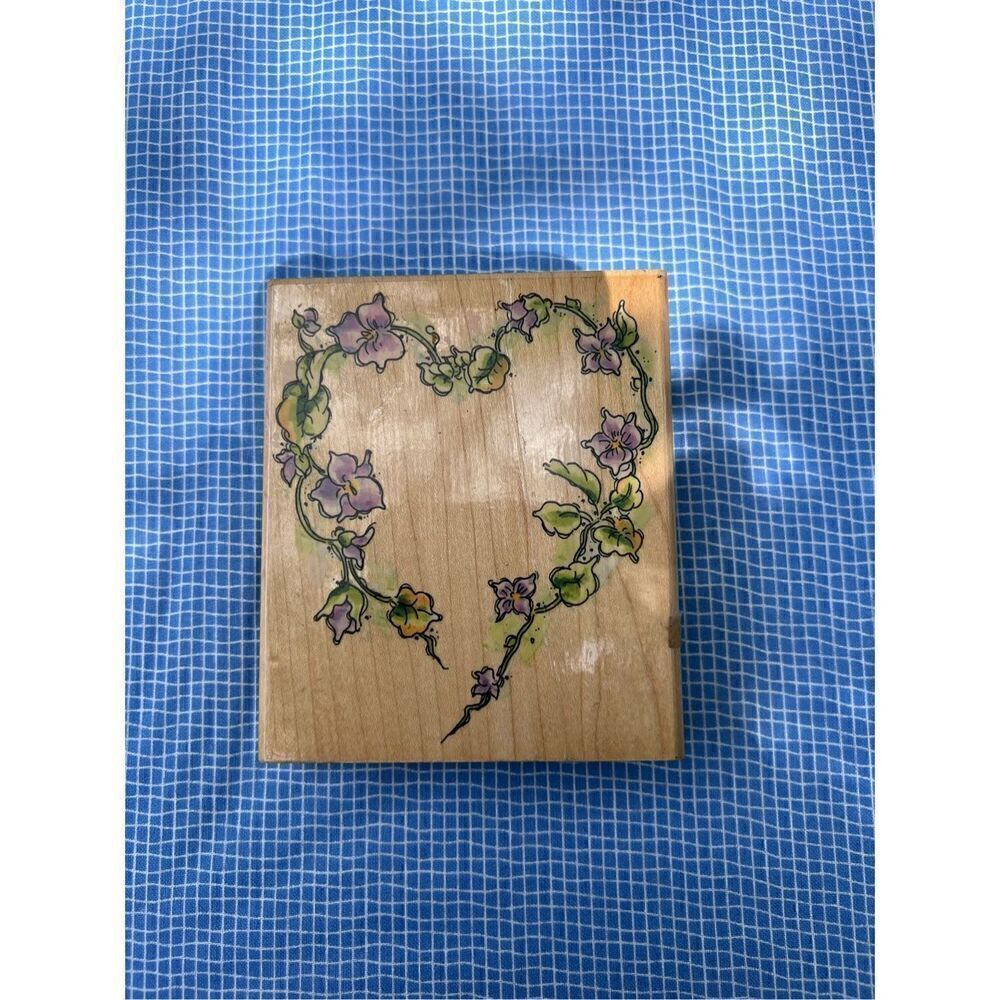 Vintage Rubber Floral Heart Stamp